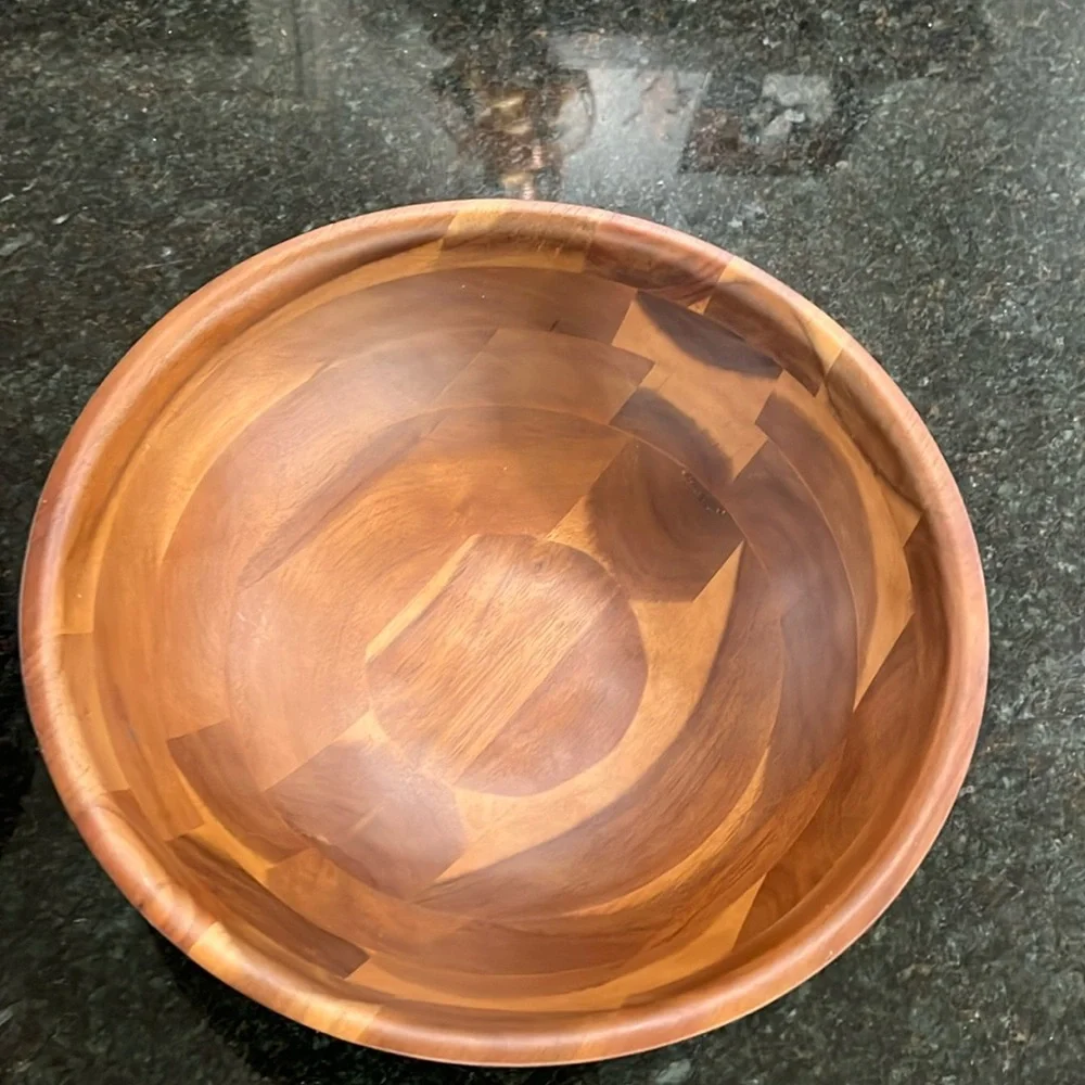 Set of Two West Elm 15 inch wooden bowls excellent condition